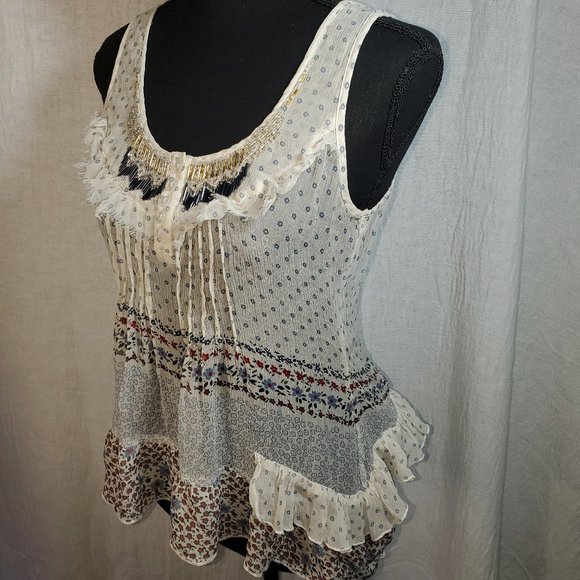 WILLOW & CLAY 100% Silk Beaded Anthropologie - Picture 2 of 3